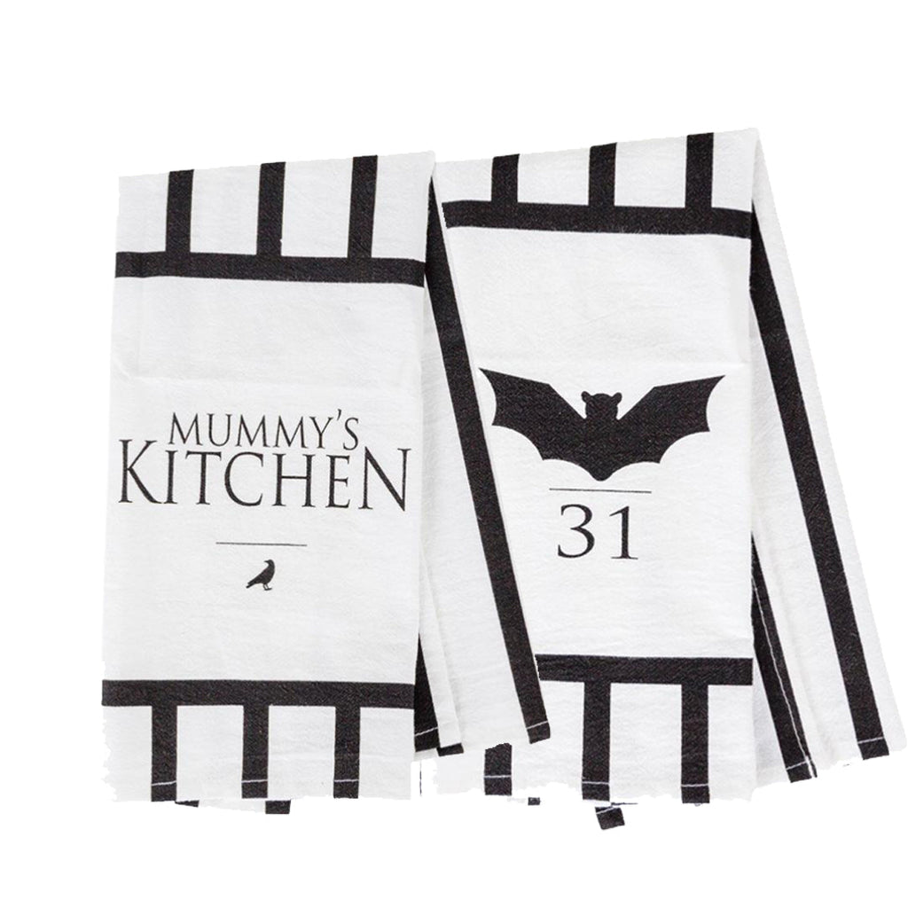 Spooky Bat & Mummy Cotton Kitchen Towel