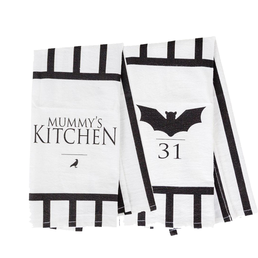 Spooky Bat & Mummy Cotton Kitchen Towel